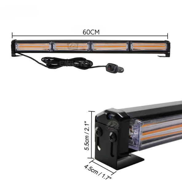 Turuncu Tepe Çakar Bar Led 60cm 12-24v  Off Road Çekici Traktör İkaz Lambası Çakar 15 Modlu - Resim 4