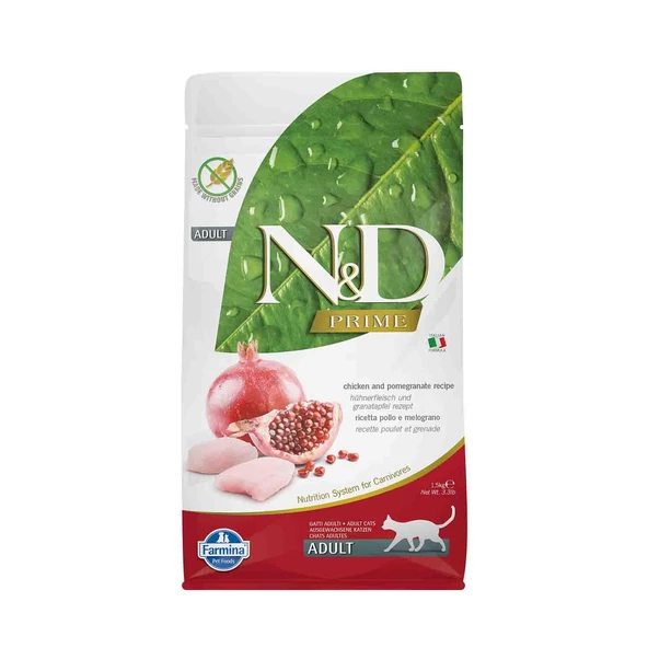 N&D Tahılsız Tavuklu Narlı Yetişkin Kedi Maması 1.5 Kg