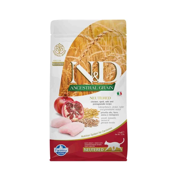 N&D Düşük Tahıllı Tavuklu Narlı Kısırlaştırılmış Kedi Maması 1.5 Kg