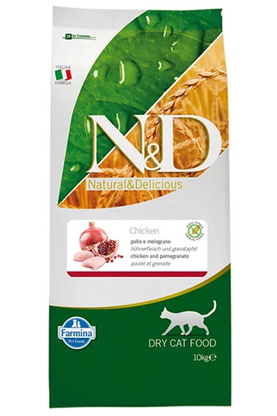 N&D Tahılsız Tavuklu Yetişkin Narlı Kedi Maması 10 Kg