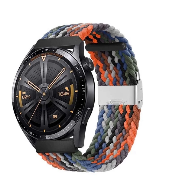 Samsung Galaxy Watch 46mm R800 Watch 3 45mm R840 22mm Uyumlu Metal Klips Solo Fiberlink Örgü Kordon