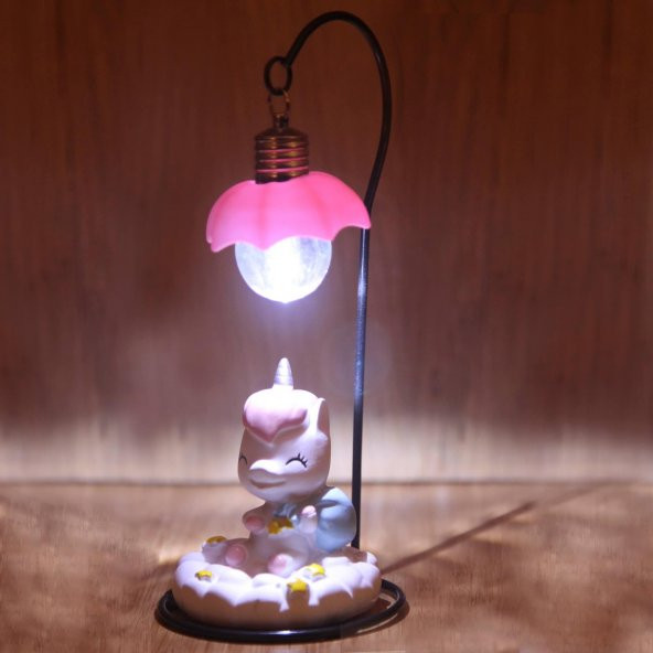 Pembe Unicorn Gece Lambası Işıklı Biblo - 2