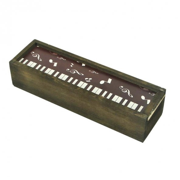 Piyano Ahşap Sürgülü Kalem Kutusu