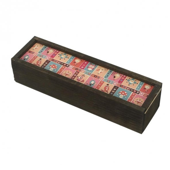 Kuş Ahşap Sürgülü Kalem Kutusu