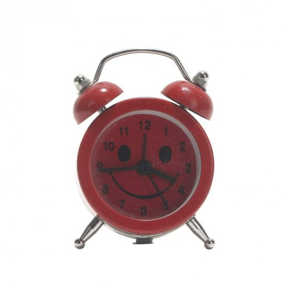 Kırmızı Gülen Yüzlü Mini Masa Saati