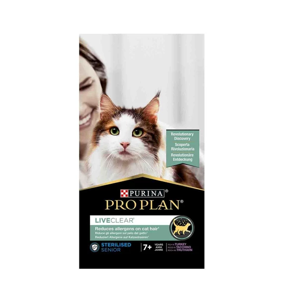 Pro Plan LiveClear Kısırlaştırılmış +7 Yaş Üzeri Hindi Etli Kedi Maması 1,4 Kg