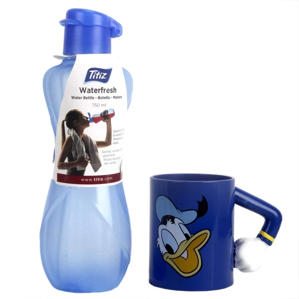 Disney Lisanslı Donald Duck Çift Beslenme Kabı Bardak Matara Seti - 3