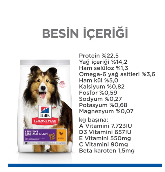 Hill's SCIENCE PLAN Hassas Deri & Mide Yetişkin Orta Irk Tavuklu Köpek Maması 2,5 kg - Resim 5