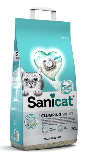 Sanicat Koku Kontrollü Topaklaşan Beyaz Tanecikli Kedi Kumu 20 L