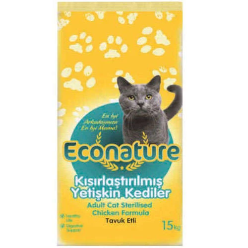 Econature Sterilised Tavuklu Kısırlaştırılmış Yetişkin Kedi Maması 15 KG