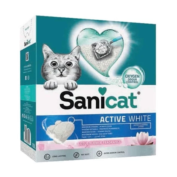 Sanicat Active White Topaklaşan Lotus Çiçeği Kokulu Bentonit Kedi Kumu 6 L