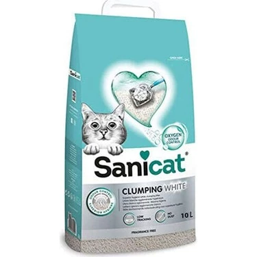 Sanicat Clumping White Cotton Fresh Oksijen Kontrol Emici Bentonit Kedi Kumu 10 L