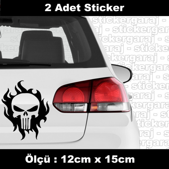 yangın ateşli kur kafa sticker etiket - 2 adet araba kask motosiklet laptop tablet pc atv uyumlu sticker 2 adet