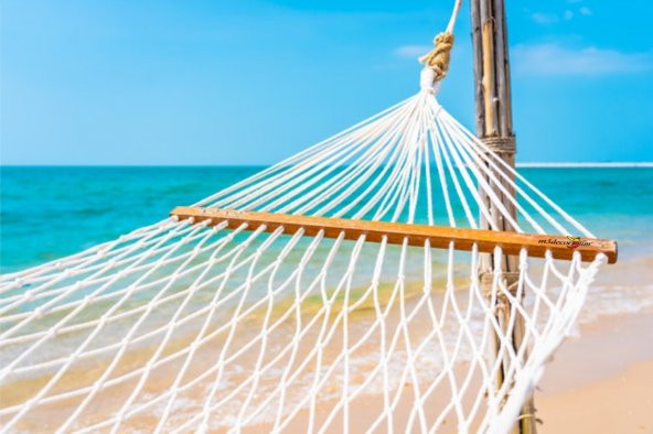 Suya Dayanıklı Polyester Tek Kat Kişilik El Örgü Kalın Halatlı İpli Sallanan Sağlam Hamak Salıncak - 2