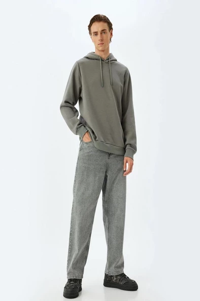 Koton Şardonlu Pamuklu Basic Kapşonlu Sweatshirt - 2