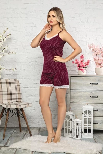 Nisanca Askılı Şortlu Viskon  Kadın Pijama Takımı - 6