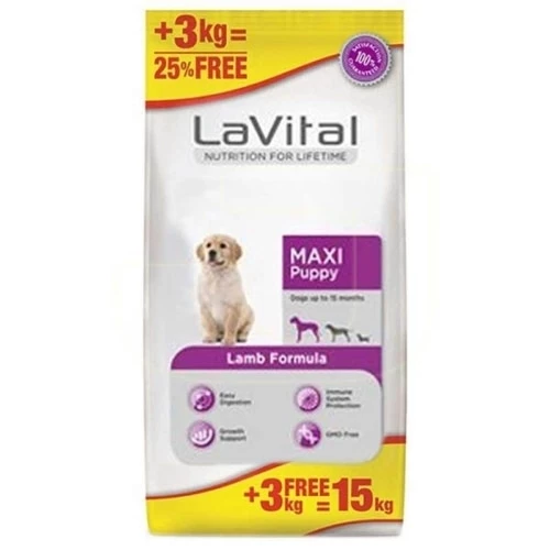 La Vital Kuzu Etli Büyük Irk Yavru Köpek Maması 12 + 3 KG