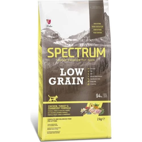 Spectrum Low Grain Tavuklu, Hindili ve Kızılcıklı Düşük Tahıllı Yavru Kedi Maması 12 KG