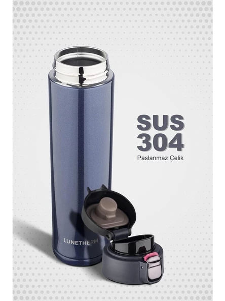 Lunetherm LNT7296 Sızdırmaz Kilitli Vakumlu Çıft Katmanlı Travel Mug Çelik Termos 520 ml Blue 10 Saat Sıcak / 18 Saat Soğuk - 2