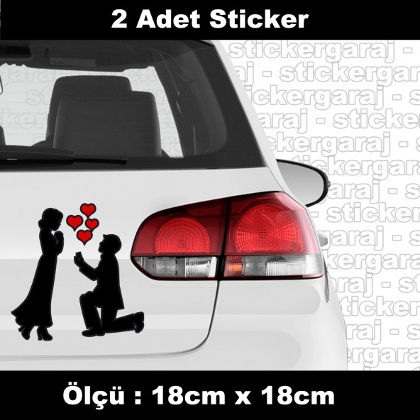 düğün nişan arabası evlilik sticker 2ADET  - araba kask motosiklet laptop tablet pc atv uyumlu sticker 2 adet ürün görseli