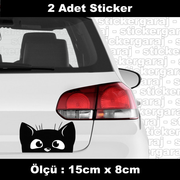 Kedi sevimli bagaj sticker 2ADET - araba kask motosiklet laptop tablet pc atv uyumlu sticker 2 adet