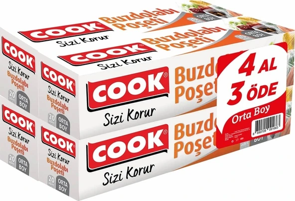 Cook Buzdolabı Poşeti 4 Al 3 Öde Orta Boy (24 x 38 cm) - 1