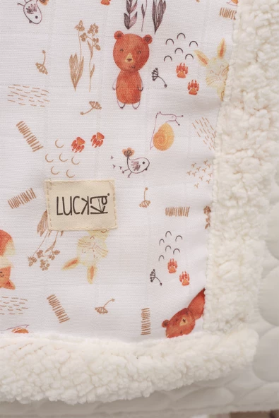 Luckka Puffy Bebek Battaniyesi 70x100 cm Koyun Tüylü Müslin Battaniye  - ZTPUF00  Tilki - 3