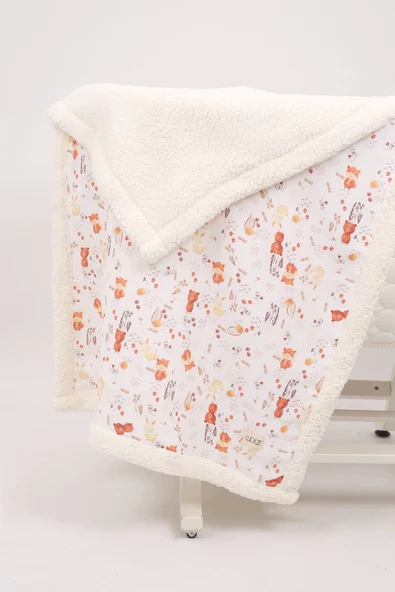 Luckka Puffy Bebek Battaniyesi 70x100 cm Koyun Tüylü Müslin Battaniye  - ZTPUF00  Tilki