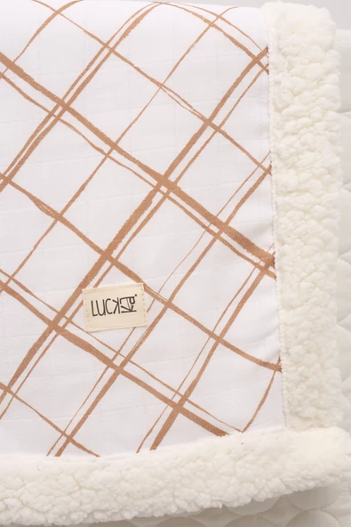 Luckka Puffy Bebek Battaniyesi 70x100 cm Koyun Tüylü Müslin Battaniye - ZTPUF00 Çizgili - 3