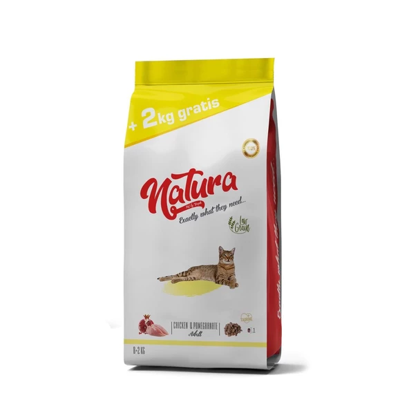 Natura Premium Tavuklu Narlı Düşük Tahıllı Yetişkin Kedi Maması 10 kg