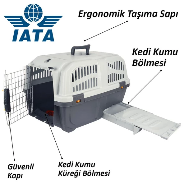 Skudo Iata 3  Kedi Köpek Seyahat  Kafesi 60 Cm