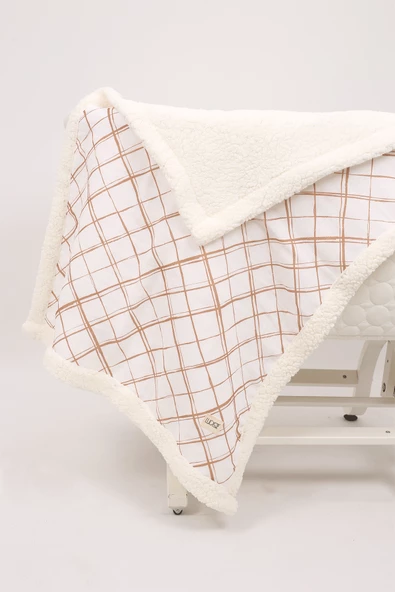 Luckka Puffy Bebek Battaniyesi 70x100 cm Koyun Tüylü Müslin Battaniye - ZTPUF00 Çizgili