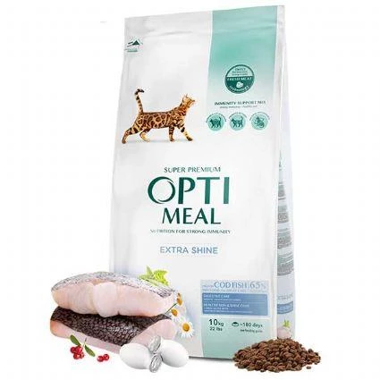 Optimeal Extra Shine Morina Balıklı Probiyotik İçerikli Yetişkin Kedi Maması 10 Kg