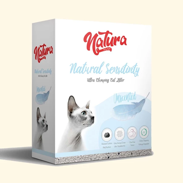 Natura Natural Sensitive Kokusuz Topaklaşan Kedi Kumu 10 lt ürün görseli