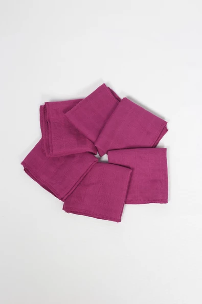 6'lı Müslin Ağız Mendili , Omuz Bezi , Ter Bezi Çift Kat Dikimli 35x20 cm - ZTAGIZMENDİLİ2 Mor