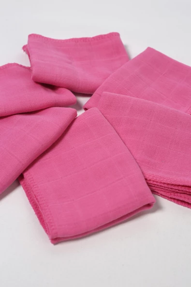 6'lı Müslin Ağız Mendili , Omuz Bezi , Ter Bezi Çift Kat Dikimli 35x20 cm - ZTAGIZMENDİLİ2 Pembe - 2