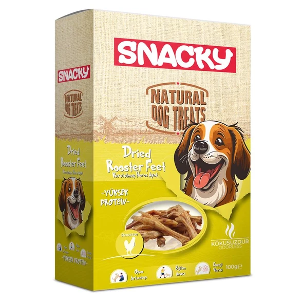 Snacky Kurutulmuş Horoz Ayak Köpek Ödül Maması 100 gr