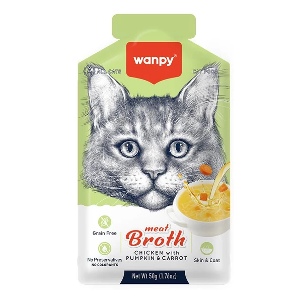 Wanpy Balkabağı Tavuk Havuçlu Etli Kedi Çorbası 50 Gr