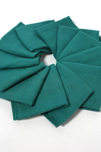 12'li Müslin Ağız Mendili , Omuz Bezi , Ter Bezi Çift Kat Dikimli 35x20 cm - ZTAGIZMENDİLİ koyu yeşil - 2