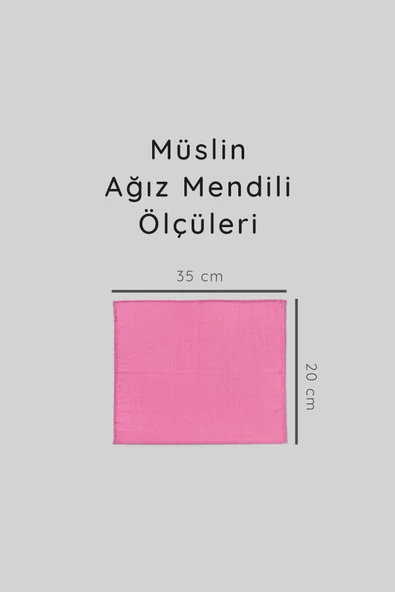 6'lı Müslin Ağız Mendili , Omuz Bezi , Ter Bezi Çift Kat Dikimli 35x20 cm - ZTAGIZMENDİLİ2 Pembe - 5