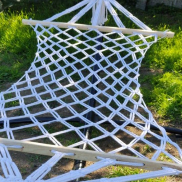 Suya Dayanıklı Polyester Çift Kat Kişilik El Örgü Kalın Halatlı İpli Sallanan Sağlam Hamak Salıncak - 5