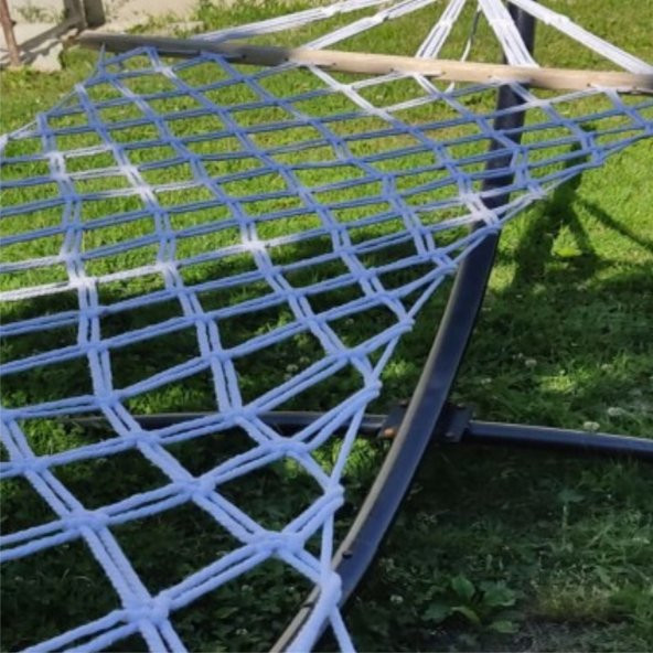 Suya Dayanıklı Polyester Çift Kat Kişilik El Örgü Kalın Halatlı İpli Sallanan Sağlam Hamak Salıncak - 6