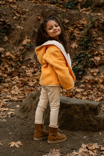 Heritage Puffy Astarlı Peluş Bebek Çocuk Ceket - Kopüşonlu Peluş Mont - ZTPUFCEKET  5-6 yaş YEŞİL - 2