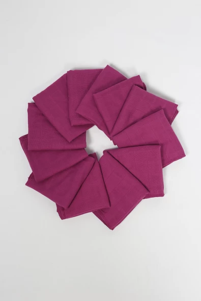 12'li Müslin Ağız Mendili , Omuz Bezi , Ter Bezi Çift Kat Dikimli 35x20 cm - ZTAGIZMENDİLİ Mor