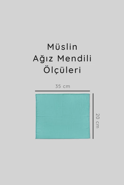 6'lı Müslin Ağız Mendili , Omuz Bezi , Ter Bezi Çift Kat Dikimli 35x20 cm - ZTAGIZMENDİLİ2 Turkuaz - 5