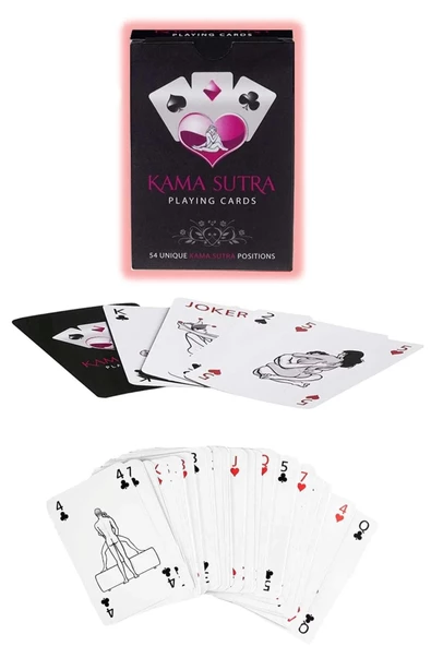 Sexi Görselli Oyun Kartı Kama Sutra Siyah Zincirli Der Maske ikili Set BK1073