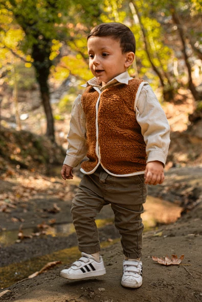 Heritage Puffy Astarlı Peluş Bebek Çocuk Yelek - Wellsoft Yelek - ZTPUFYELEK  3-4 yaş KAHVERENGİ - 2