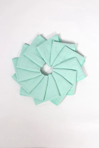 12'li Müslin Ağız Mendili , Omuz Bezi , Ter Bezi Çift Kat Dikimli 35x20 cm - ZTAGIZMENDİLİ Mint