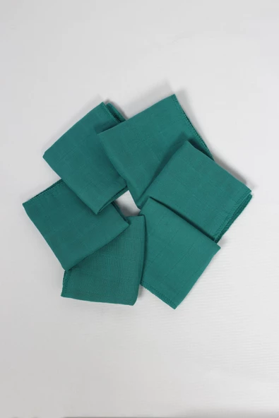 6'lı Müslin Ağız Mendili , Omuz Bezi , Ter Bezi Çift Kat Dikimli 35x20 cm - ZTAGIZMENDİLİ2 koyu yeşil