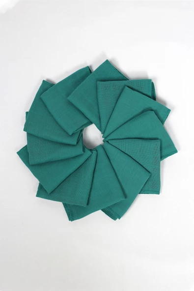 12'li Müslin Ağız Mendili , Omuz Bezi , Ter Bezi Çift Kat Dikimli 35x20 cm - ZTAGIZMENDİLİ koyu yeşil
